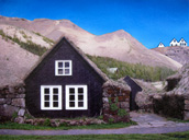Iceland Sod Houses Vatnajokull Glacier
